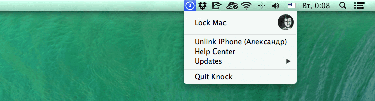 Приложение Knock на компьютере Mac OS Maverick